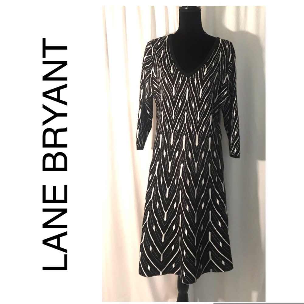 LANE BRYANT B&W Pullover Sweater Dress Sz 18/20